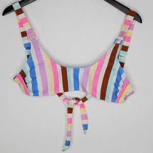 California Waves Striped Ring Bralette Bikini Top